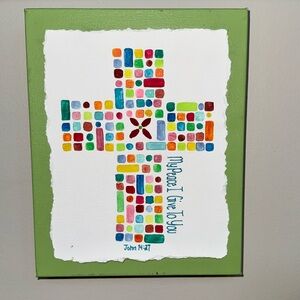 Original Cross Painting on Canvas 8”x12”